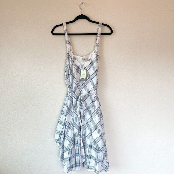 Anthropologie Blue and White Plaid Midi Dress - Picture 2 of 5